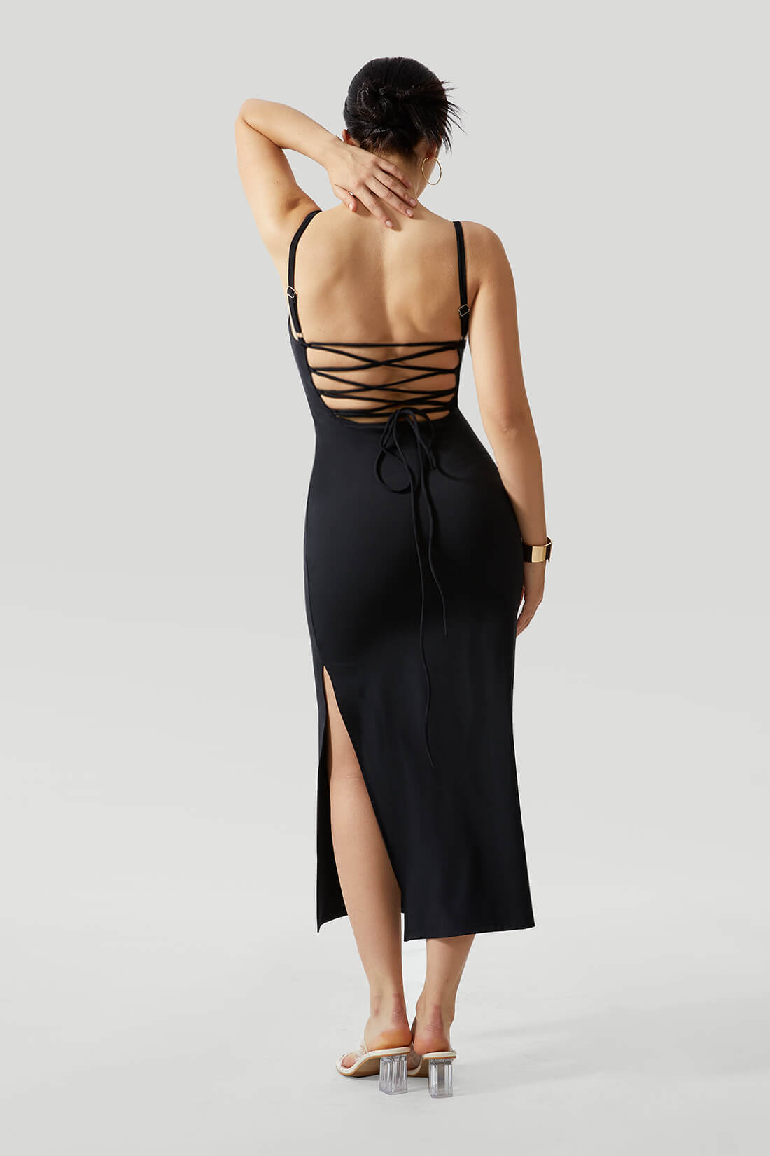 Sexy Backless Crossed Strappy Dress With Built-In Shapewear