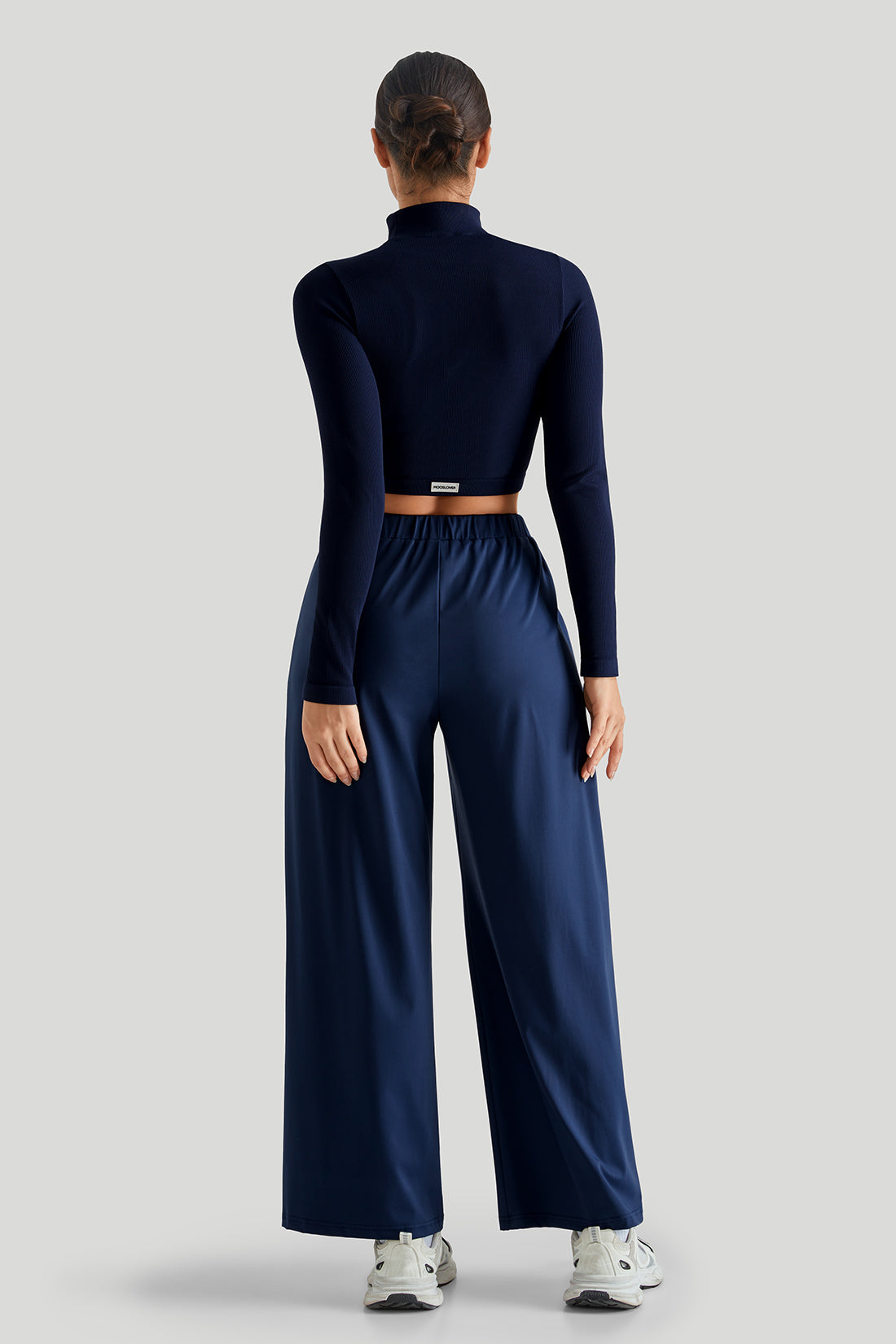 High Neck Top Match Wide Leg Pants